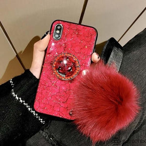 2019 New Fashion Fiber Soft Fur ball Diamond case for Samsung - Savoitex