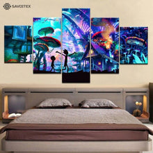 Load image into Gallery viewer, 5 piece Canvas Mushroom World Rick and Morty For home living room decoration - Savoitex