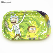 Load image into Gallery viewer, Rick &amp; Morty Design Smoke Tobacco Metal Rolling Tray Cigarette Container Tobacco Grinder Storage for DIY Smoking Grinder - Savoitex