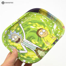 Load image into Gallery viewer, Rick &amp; Morty Design Smoke Tobacco Metal Rolling Tray Cigarette Container Tobacco Grinder Storage for DIY Smoking Grinder - Savoitex