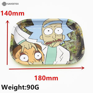Rick & Morty Design Smoke Tobacco Metal Rolling Tray Cigarette Container Tobacco Grinder Storage for DIY Smoking Grinder - Savoitex
