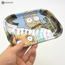 Load image into Gallery viewer, Rick &amp; Morty Design Smoke Tobacco Metal Rolling Tray Cigarette Container Tobacco Grinder Storage for DIY Smoking Grinder - Savoitex